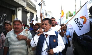 Land rights protesters demanding the resignation of President Jimmy Morales in Guatemala City in 2017