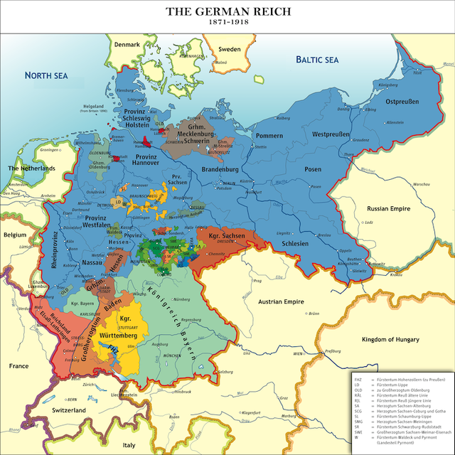 A map of the German Reich, 1871-1918